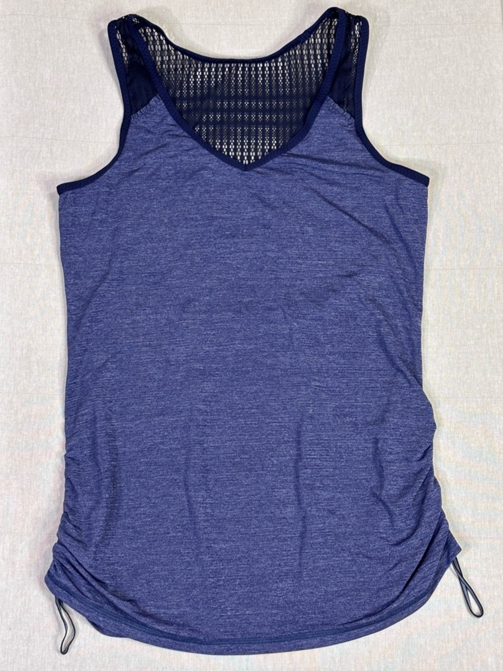 Lululemon Mesh Panel Ruched Tank Top Blue Athletic Stretch Fit Yoga M